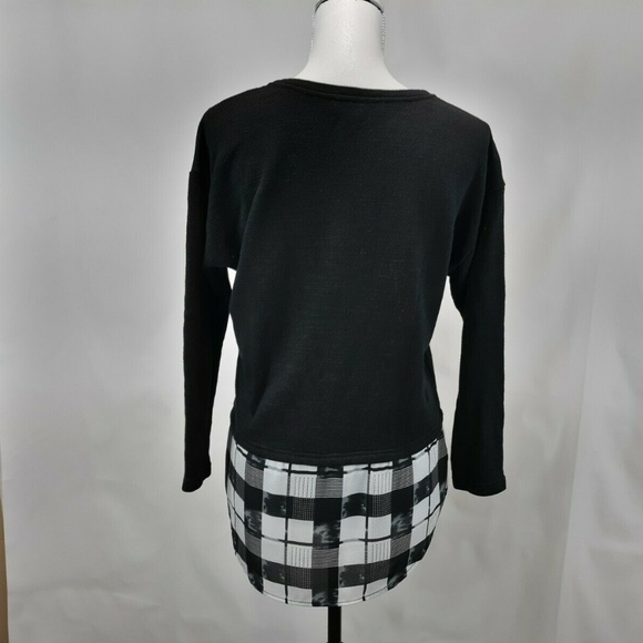 Black Rain  Black/White V Round Blouse Peplum XL - Picture 3 of 4